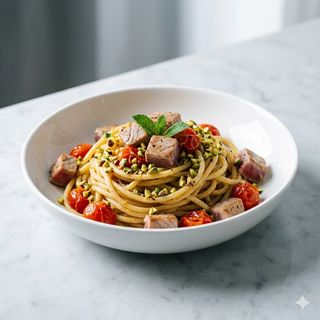 Tonnarelli tonno fresco pachino e pistacchi