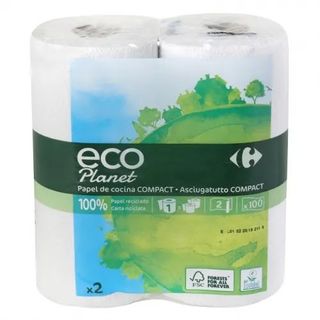 Papel de Cocina Compacto Eco Carrefour Eco Planet 2 Rollos.