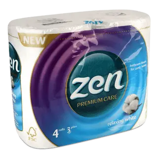 Папір туалетний Zen Premium Care Relaxing White 3-шаровий (4шт)