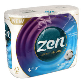 Папір туалетний Zen Premium Care Relaxing White 3-шаровий (4шт)