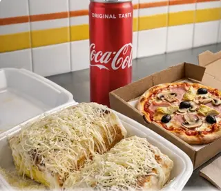 Pizza Capricciosa + Tacos + Coca cola