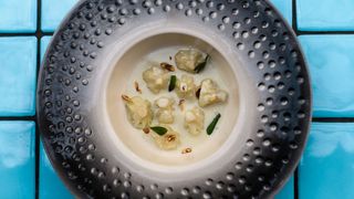 Khinklushkebi with cheese with cheese sauce