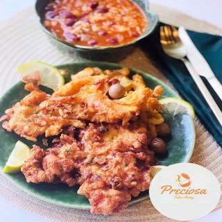 Pataniscas de Bacalhau com Arroz Caldoso