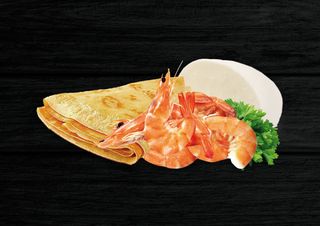 Великий млинець з креветками та моцарелою (240г)