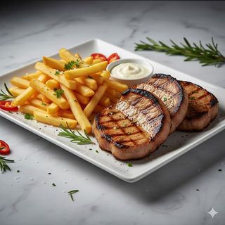 Ceafa de Porc la Gratar cu Cartofi