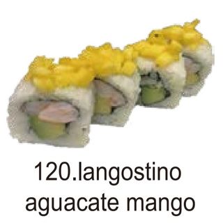 120. Urumaki De Langostino Con  Aguacate Y Mango(8 Pza.)