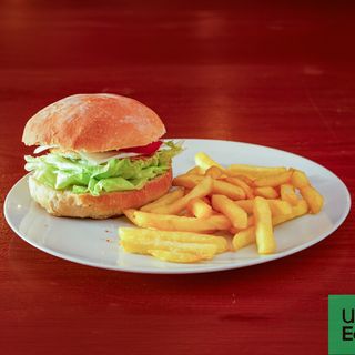 Humburger duplo Ovo com fritas 