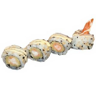 204. Uramaki De Langostino Y Cebolla Crujiente (4 Uds.)