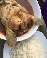 Catfish pepper soup served with white rice 