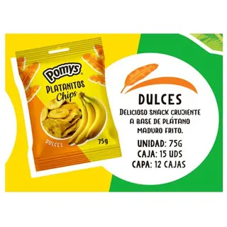 Pommys Platanitos deshidratados con toque Dulce Pommys