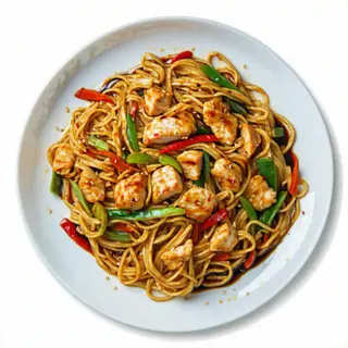 Fideos con pollo y verdura