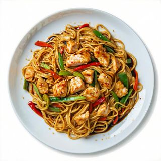Fideos con pollo y verdura