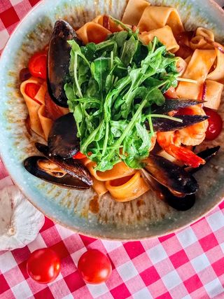 Papardelle z owocami morza