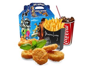 Рыбные наггетсы + фри + напиток на выбор + маленькая игрушка (420г)