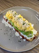 Focaccia with avocado and scrumble