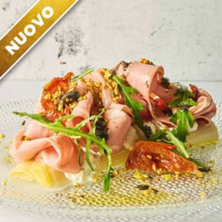 Puerros Confitados Tartufata Con Mortadela Di Bolognia I.G.P.