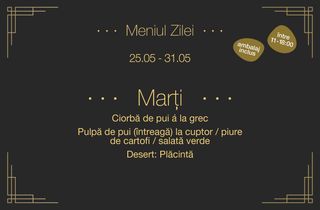 Meniul zilei Marti