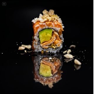 189. Salmón Cocido Aguacate Almendra. Cooked Salmon Avocado Almond 8pcs