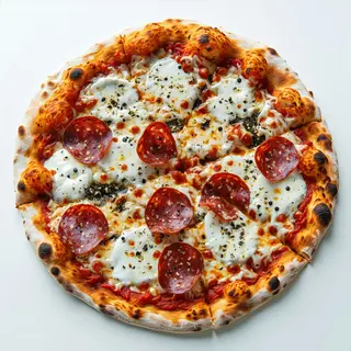 Pizza rossa salame piccante e gorgonzola
