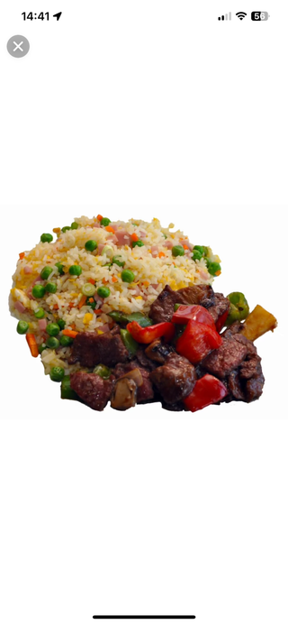 Arroz con ternera y salsa de ostras