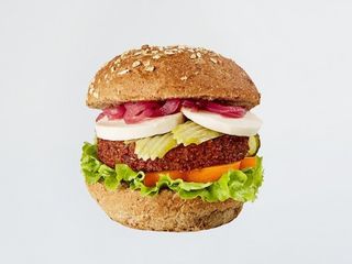 Vegano servito con patate fritte