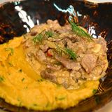Баранье мясо с овощным пюре