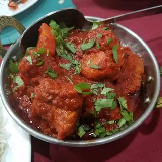 Pollo Vindaloo (Extremadamente Picante)+arroz basmati 