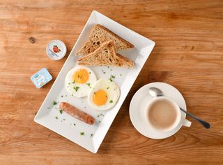 Square Breakfast With Tea Or Coffee