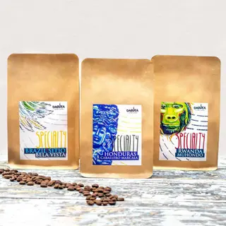 "Trzy wymiary smaku" Specialty 3x250g- zestaw kaw ziarnistych Darvea