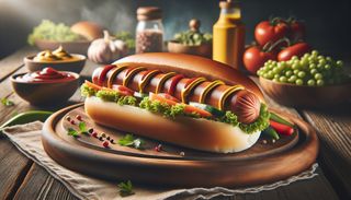 Hot dog cu cârnat de casă Pofticiosu' meniu