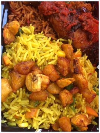 Lakrim Jollof Regular With 2 Kpomo, Grilled Turkey And Plantain