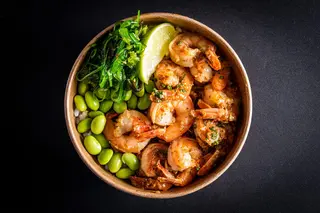 Shrimp goma donburi