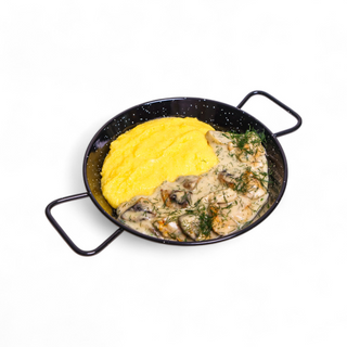 Ciulama de pui și ciuperci cu mămăliguță  500g 