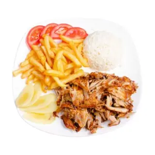 Plato Kebab Con Arroz Y Patatas