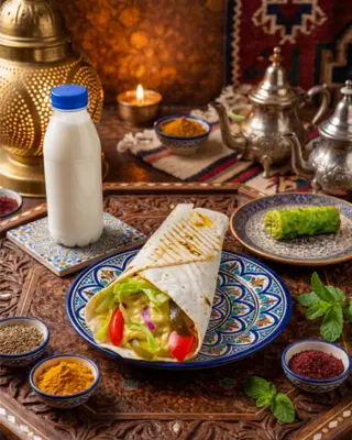 LAWASZ HUMMUS LARGE, AYRAN, BAKLAWA PISTACJOWA
