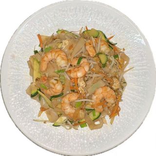 Tagliatelle di riso con gamberi