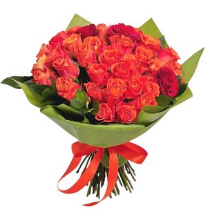 49 Trandafiri Portocalii și Roșii 