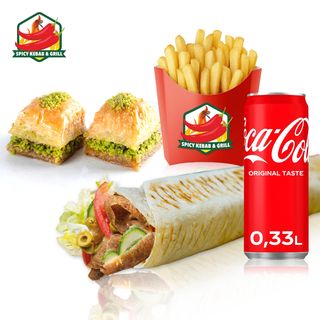 Zestaw Dla Dwojga  (2x Rollo Kebab + 2x Pocket Frytki + 2x Cola 330ml  + Baklawa 2 szt.)