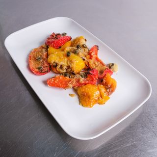 Peperoni al forno capperi 