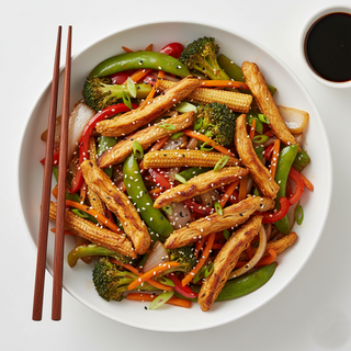 Legume wok cu suvițe de pui fals