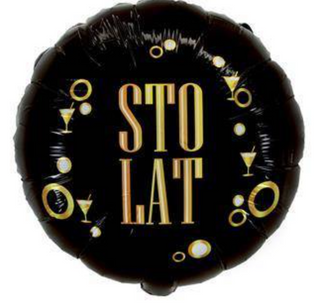 Balon foliowy Sto lat urodzinowy, czarny 