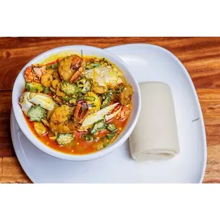 Seafood Okro with Poundo