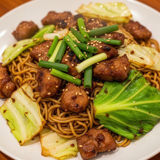 酱油肉炒面 – Spaghetti saltati con carne in soia 