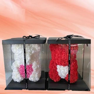 Ursulet cu luminite din trandafiri spuma marime mare-40 cm 