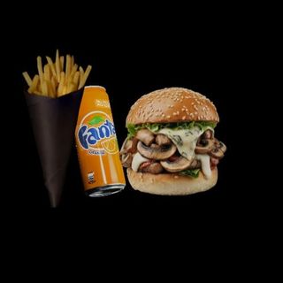 Hambúrguer de Cogumelos e Queijo (menu)