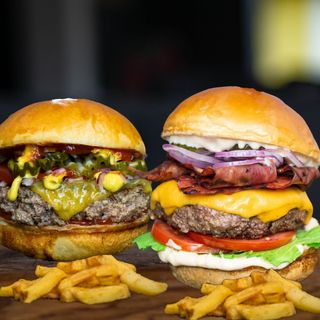 05.Bacon and cheese + cheese Burger + 2х Картофки + 2х безалкохолно