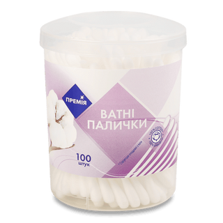 Палички ватні «Премія» в круглій коробці (100шт/уп)