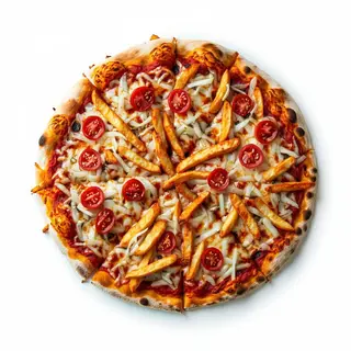 Pizza rossa patate fritte e mozzarella