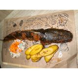 Grilled catfish with plantain or fries and coleslaw
