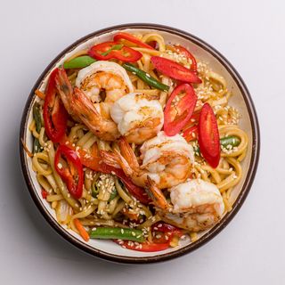 Лапша Удон з тигровими креветками